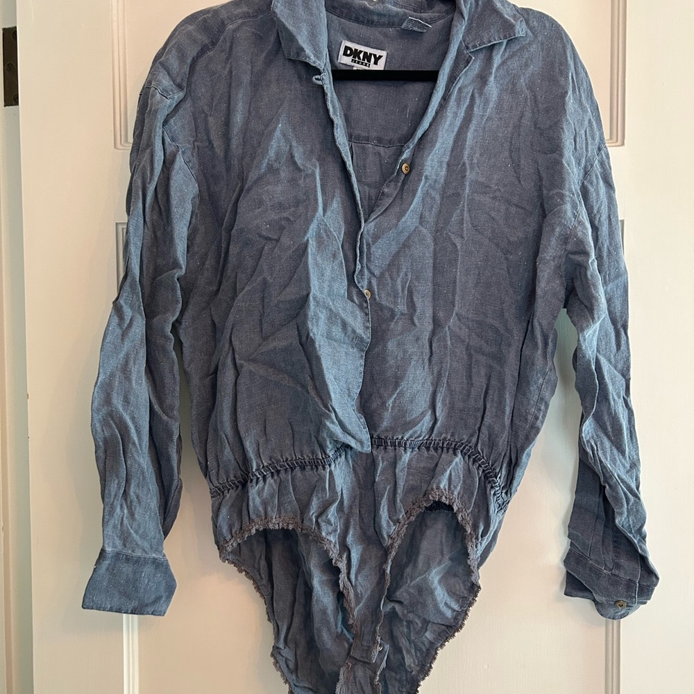 Vintage DKNY Denim Blue Button-Up Bodysuit